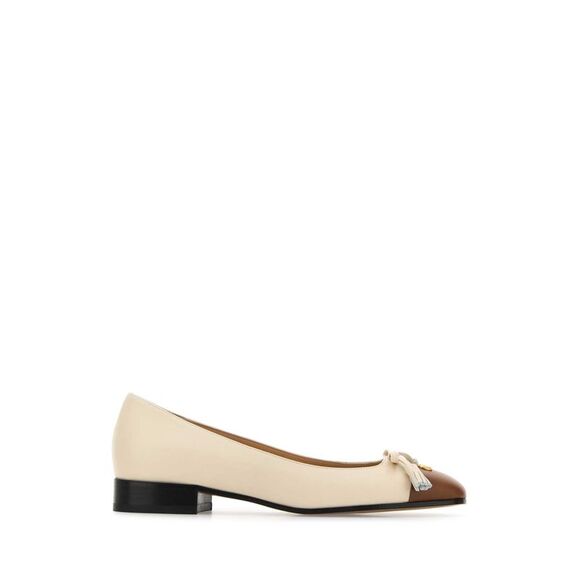Valentino Garavani Women Ivory Leather Vlogo Signature Ballerinas